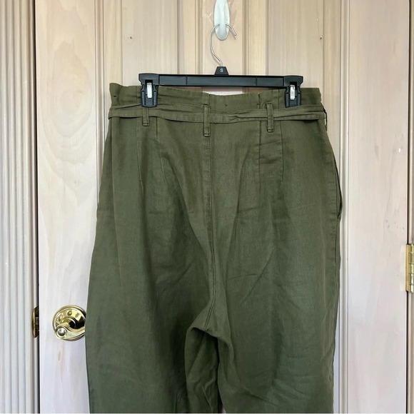 Abercrombie & fitch high rise belted paper bag pants green pleated 9974 - Picture 4 of 10